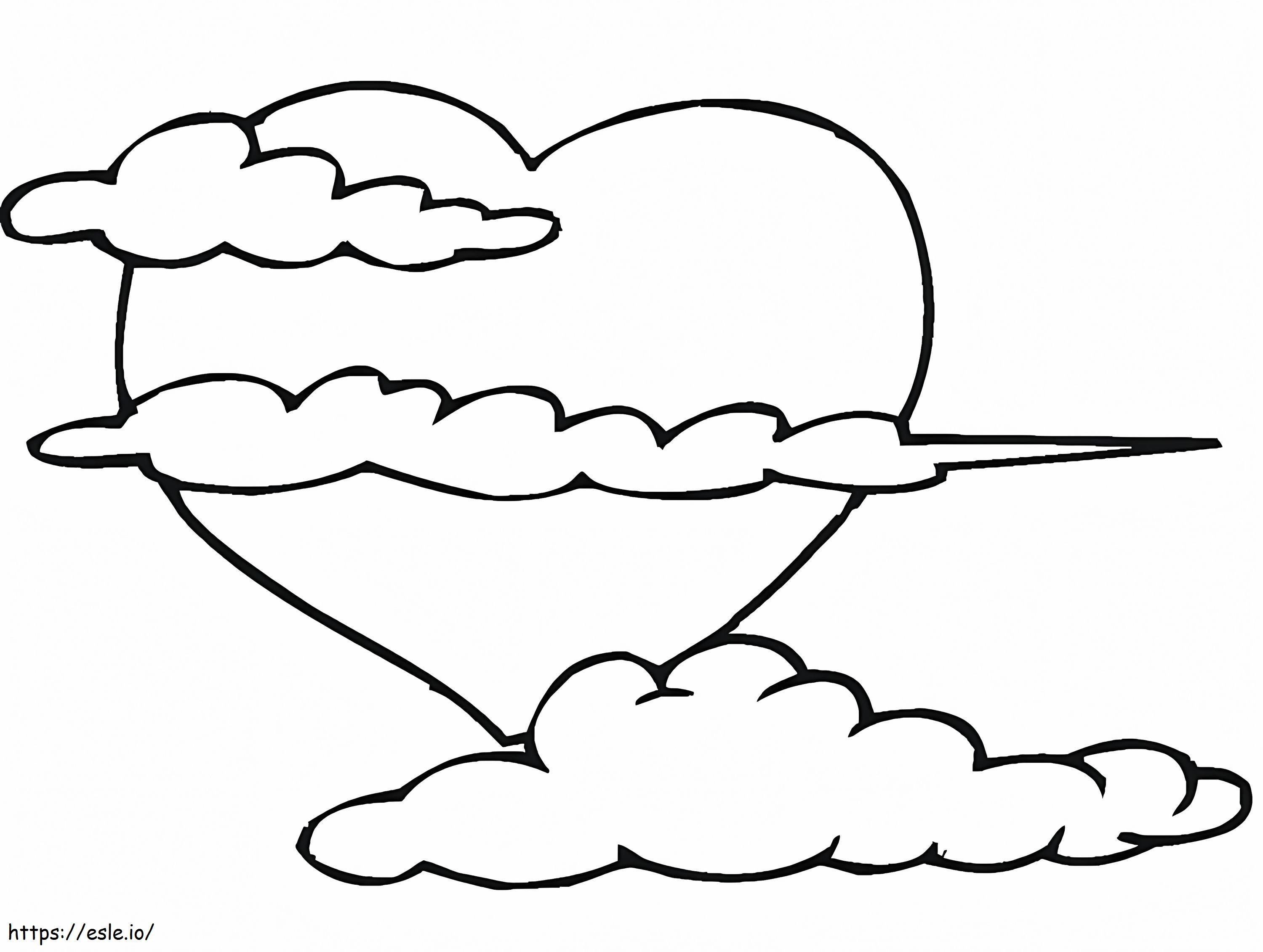 Corazon y nubes para colorear
