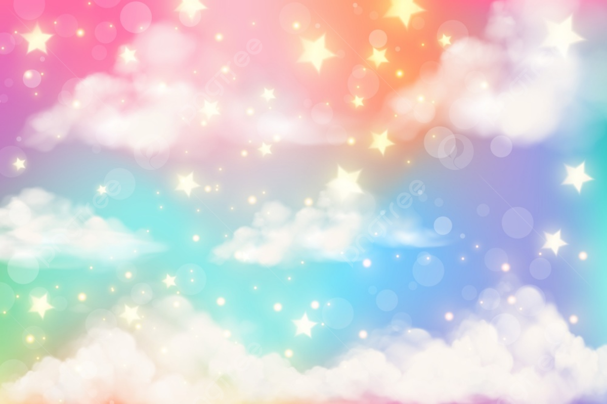 Fantasy realistic rainbow background with clouds in pastel colors wallpaper background cloud background image and wallpaper for free download