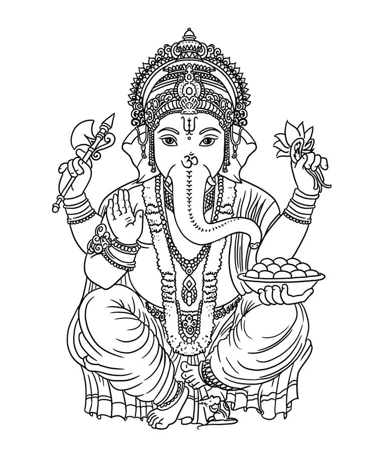 Hindu god ganesha elephant line drawing vector illustration asian spiritual symbol eastern wisdom yoga om aum ipad case skin by mariuki flow
