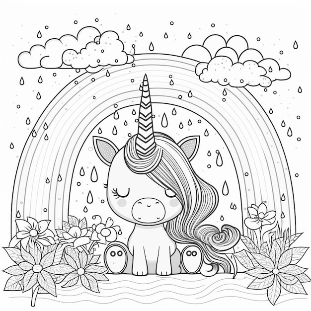 Premium ai image cute rainbow coloring page printable for children and kids image only