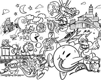 Printable video game coloring page