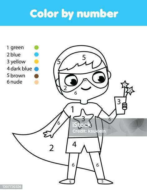 Children educational game coloring page with mermaid color by numbers printable activity stock illustration