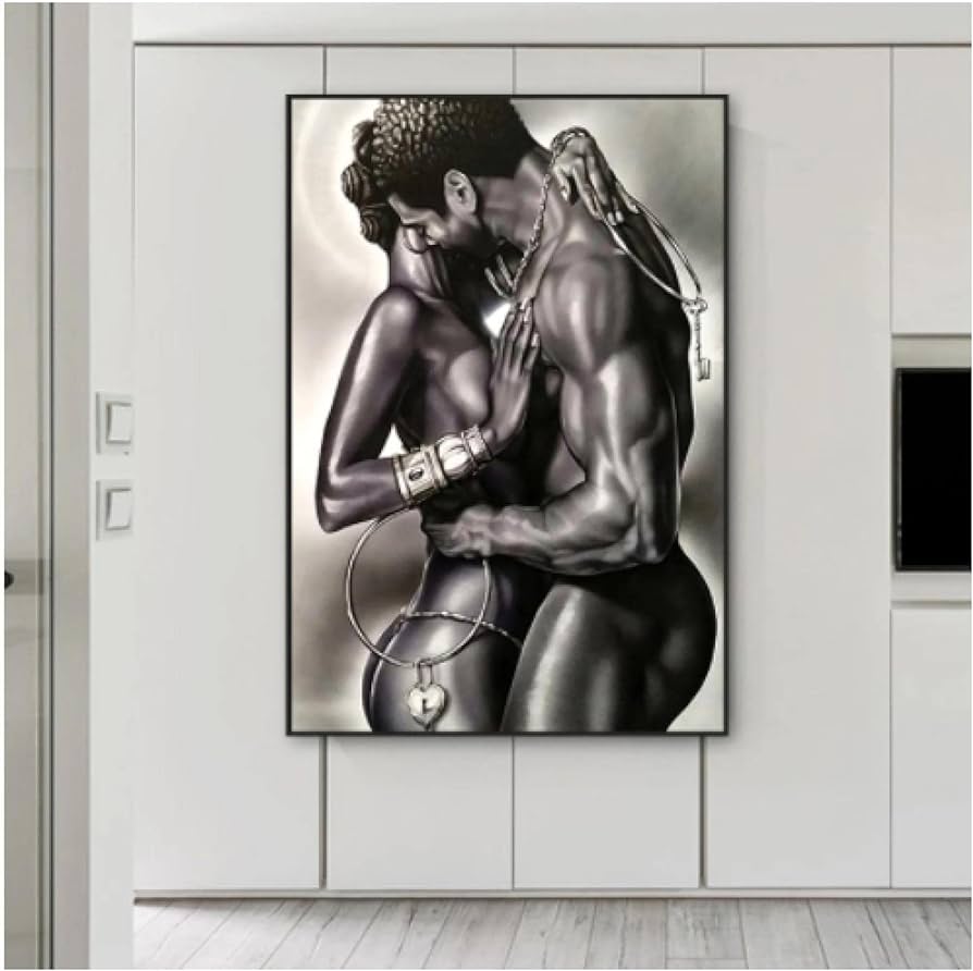 Zhengchen perfect black lovers intimate nude art poster and prints painting canvas print wall art picture living room home derative xcmâxâ framed home kitchen