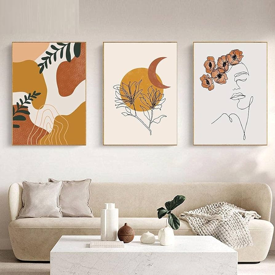 Abstract vintage nude girl body face line art poster sun moon flower boho style pieces canvas painting print nordic wall picture home deration xxpcs senza telaio home kitchen