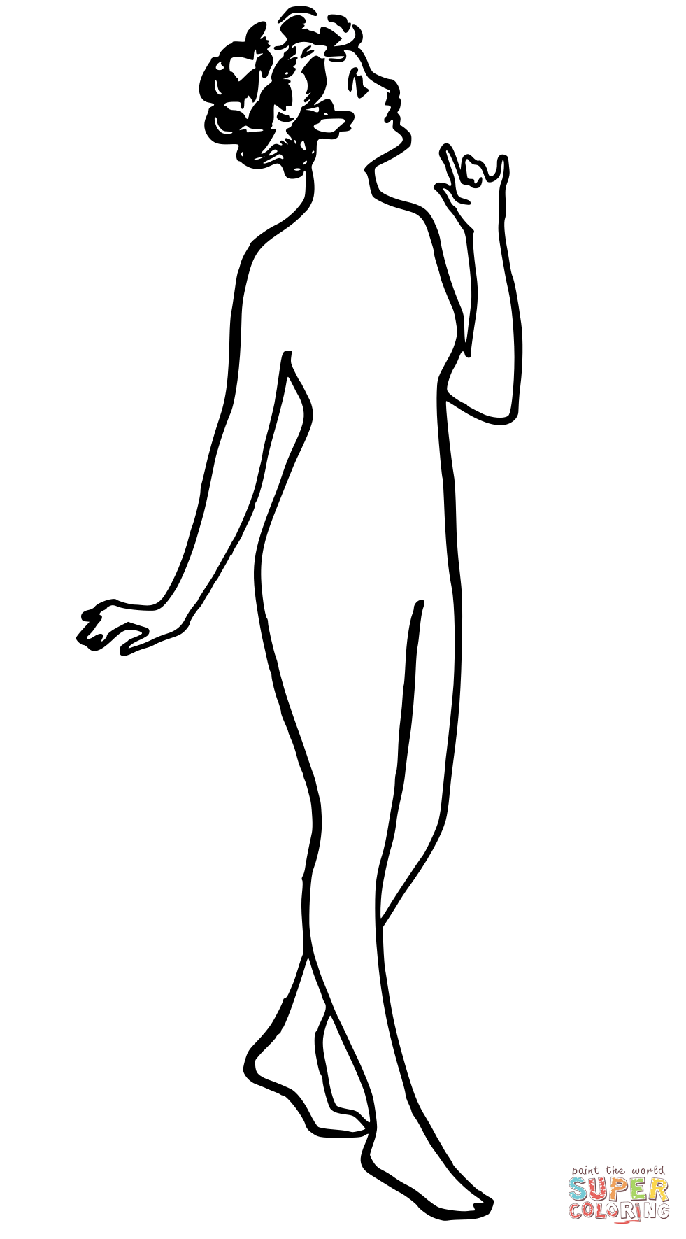 Vintage modest nude woman coloring page free printable coloring pages