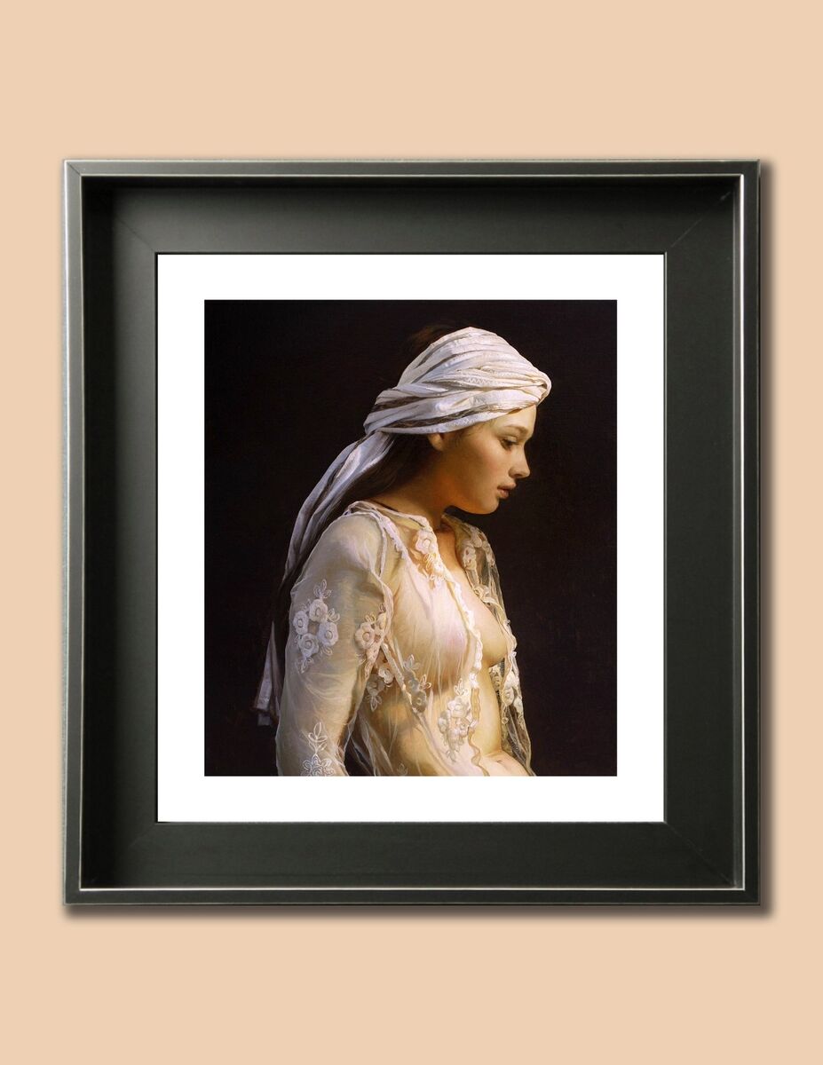 Vintage pretty nude woman picture x new fine art color print antique old vtg