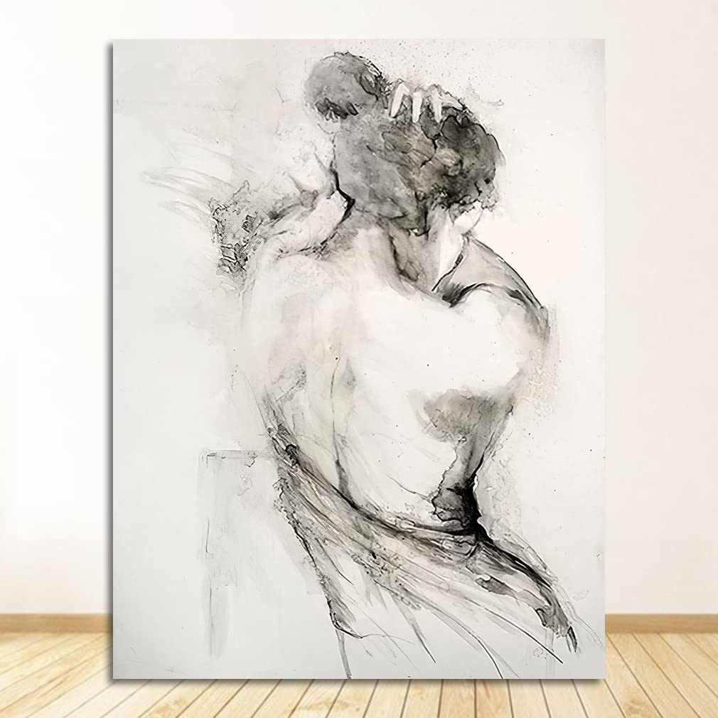 Nordic home der vintage sexy women back oil painting black white posters and prints on canvas abstract picture living room lor a size xcm no frame home