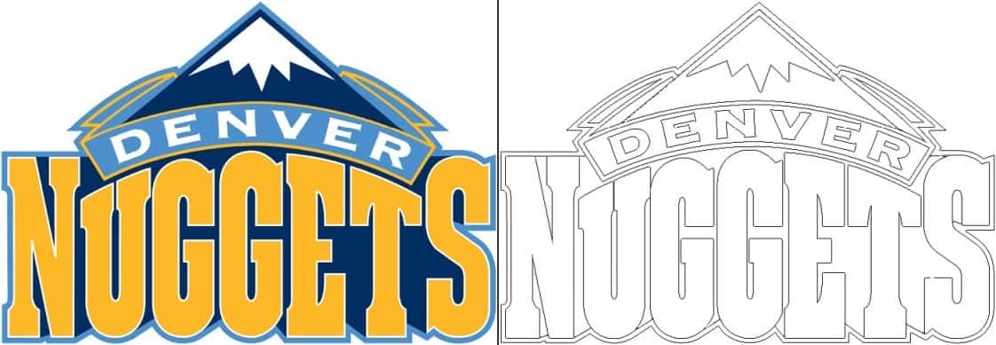Denver nuggets logo with a sample coloring page