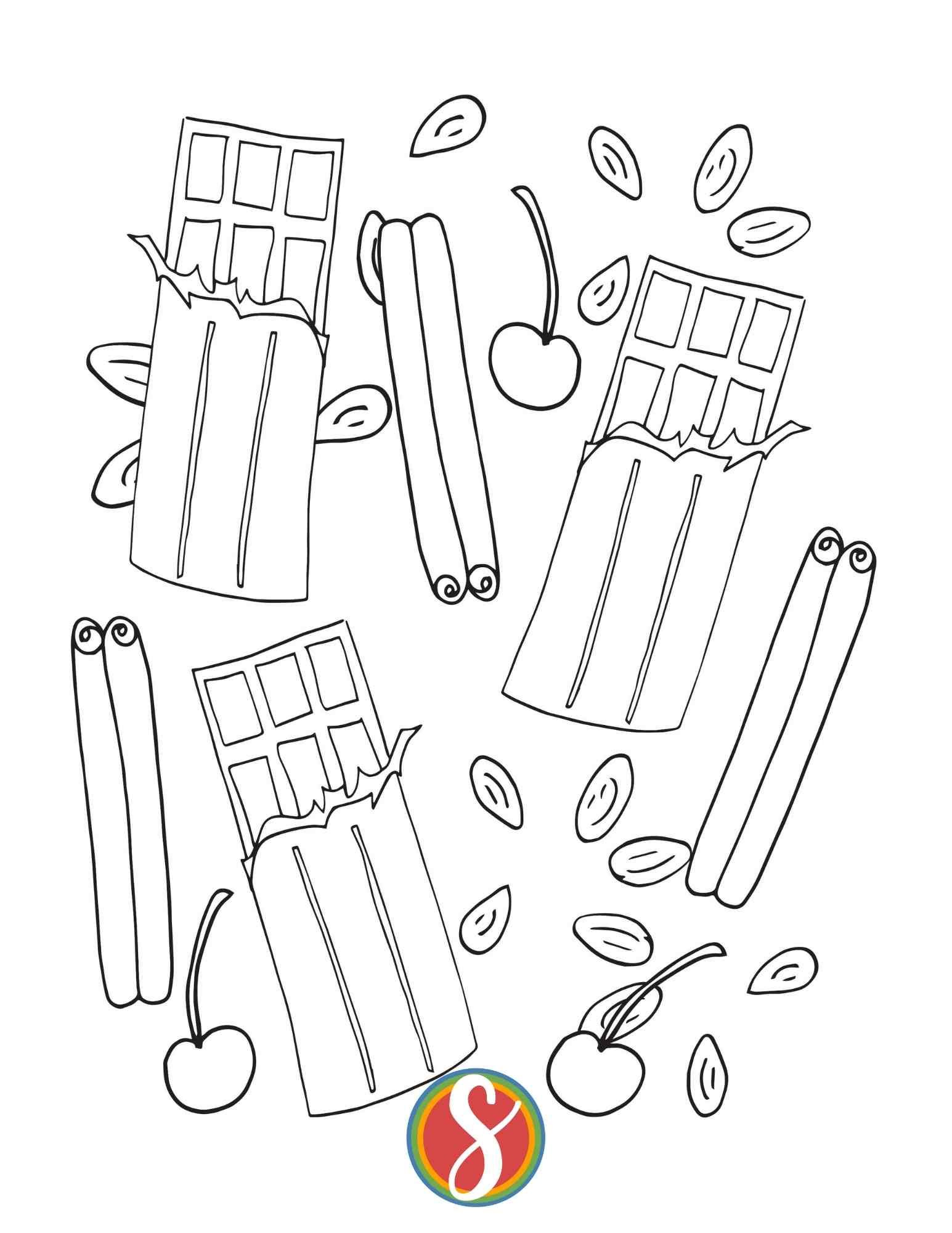 Free chocolate coloring pages â stevie doodles