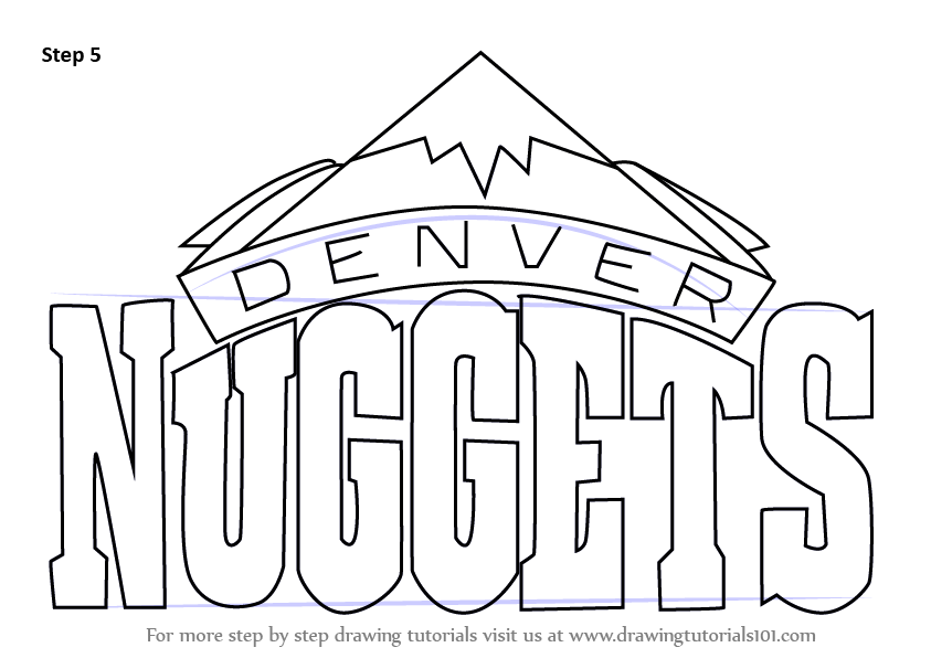 How to draw denver nuggets logo nba step by step
