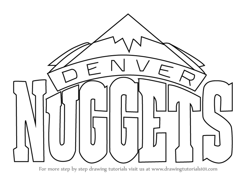 How to draw denver nuggets logo nba step by step