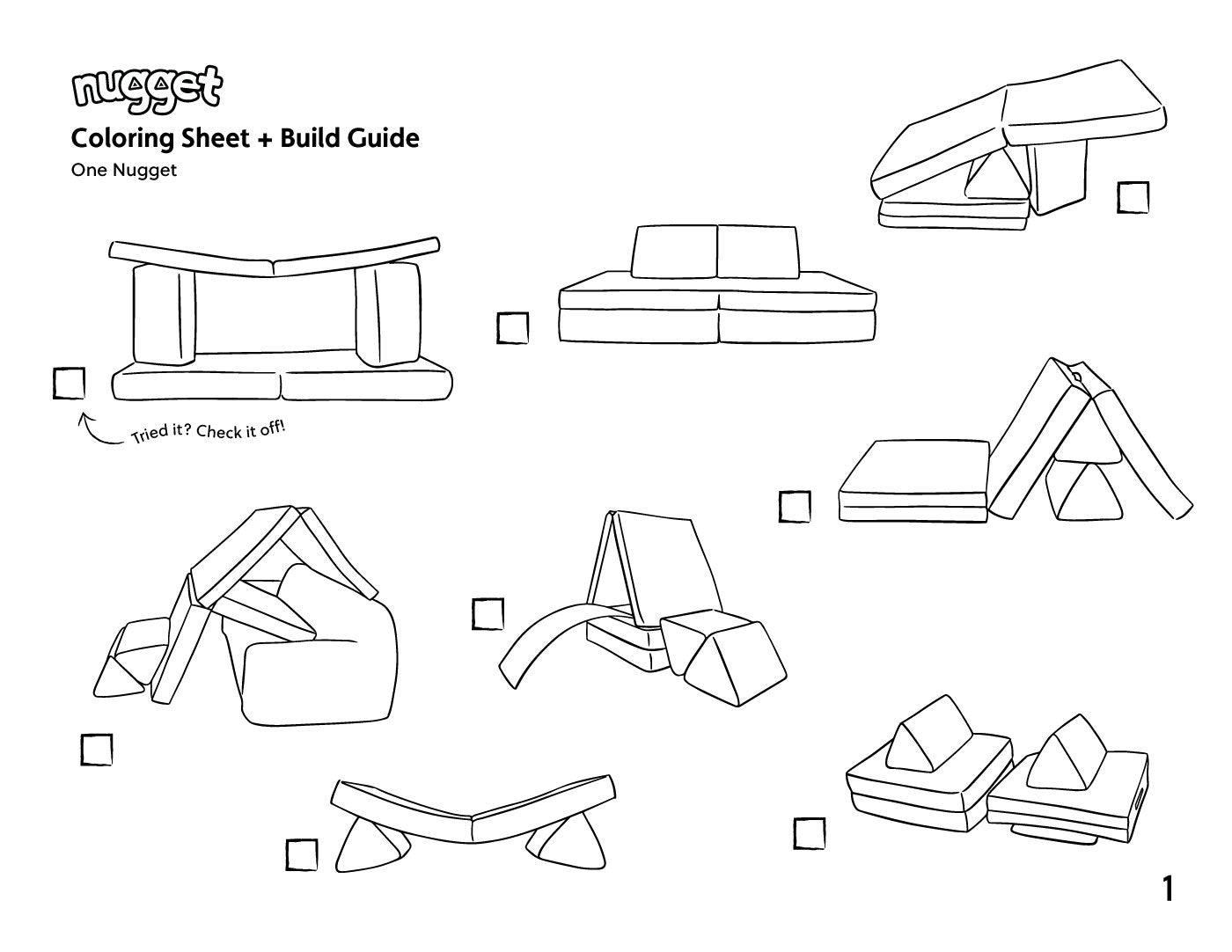 Coloring sheets build guides