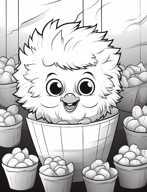 Premium ai image coloring pages for kids chicken nuggets cartoon style thick lines