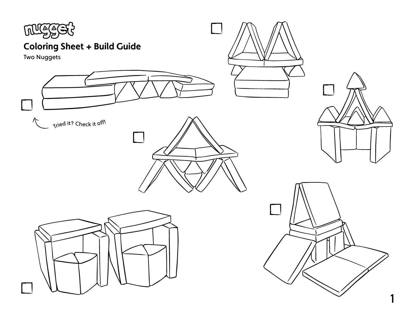 Coloring sheets build guides