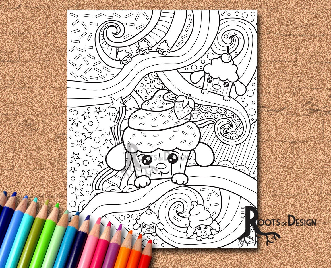 Instant download coloring page pup