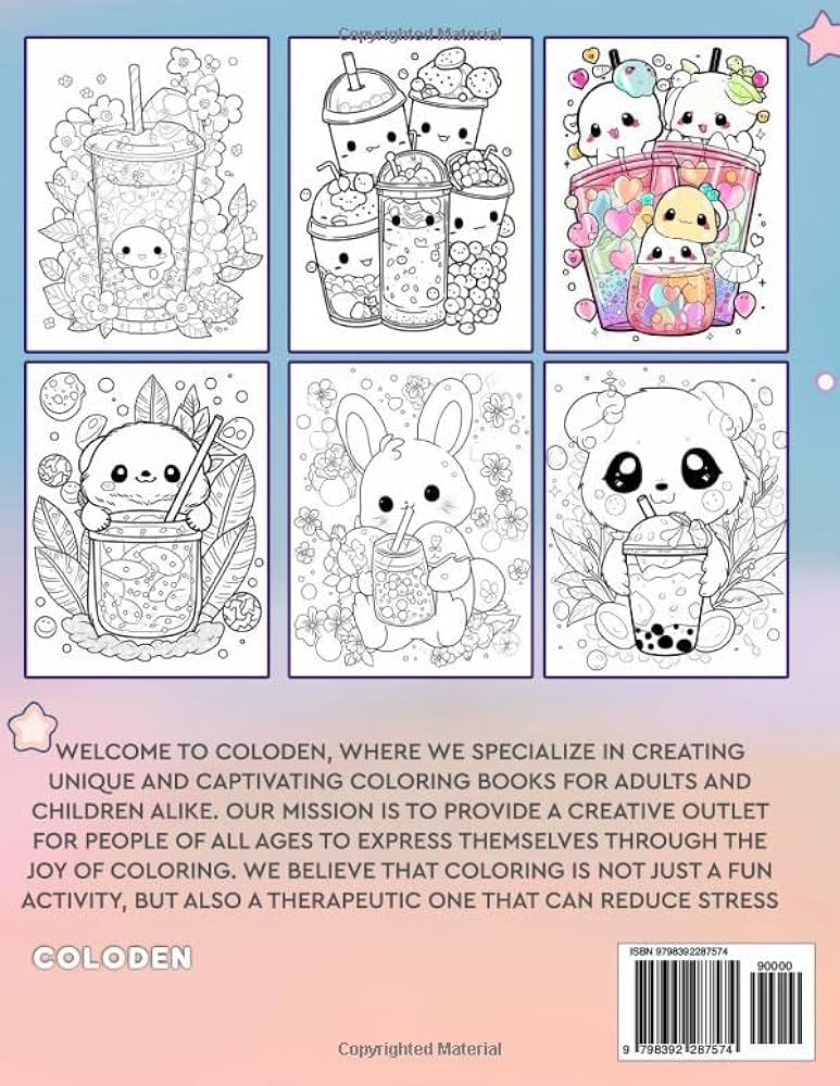 Kawaii bubble tea cuties coloring book fun and playful coloring pages for all ages coloden books