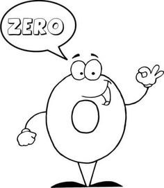 Number says zero coloring page from english cartoon numbers