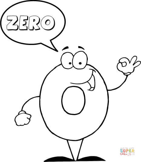 Number says zero coloring page free printable coloring pages