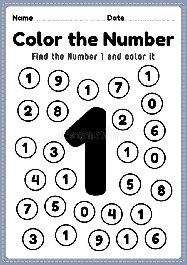 Math coloring counting number worksheet maths activities for kindergarten kids to learn basic mathematics skills stock vector