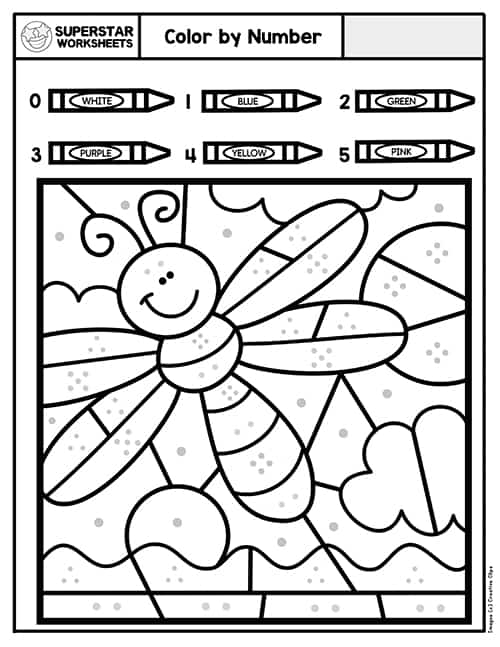 Color by number worksheets for kindergarten