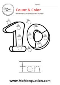 Fruit theme number coloring pages