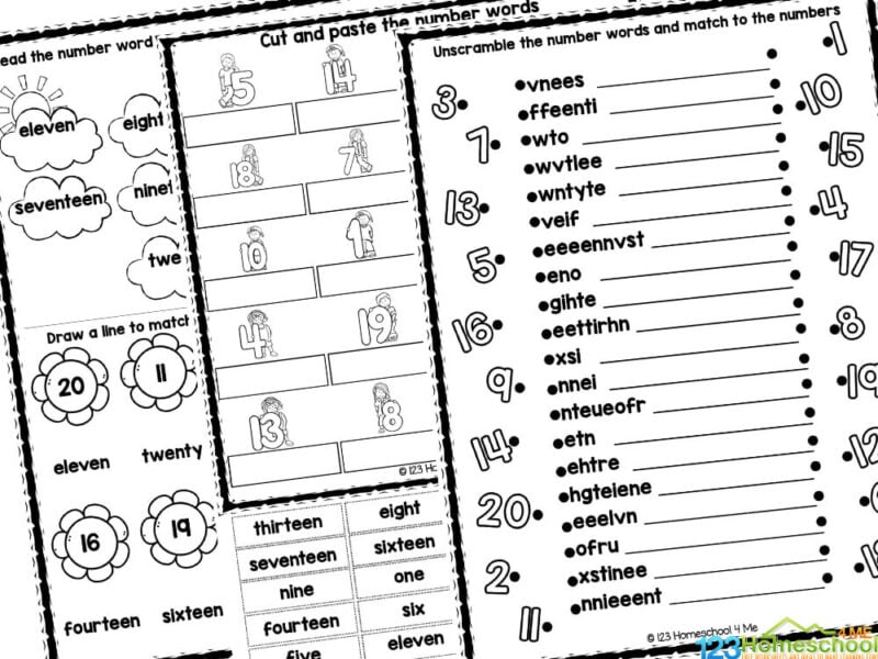 Free printable numbers to worksheets