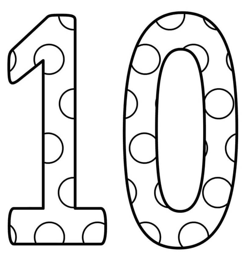 Free number image coloring page