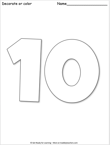 Giant number coloring page made by teachers