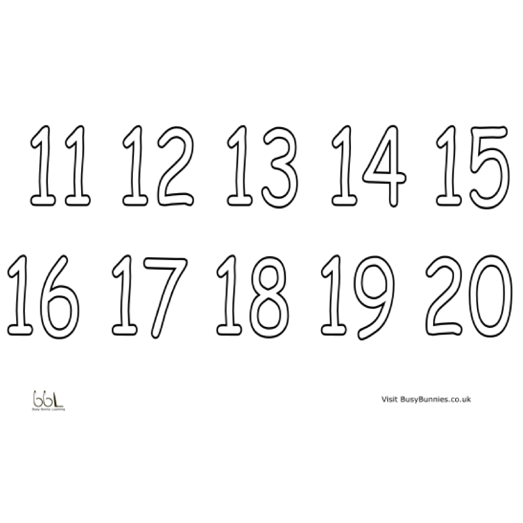 Numbers colouring sheet