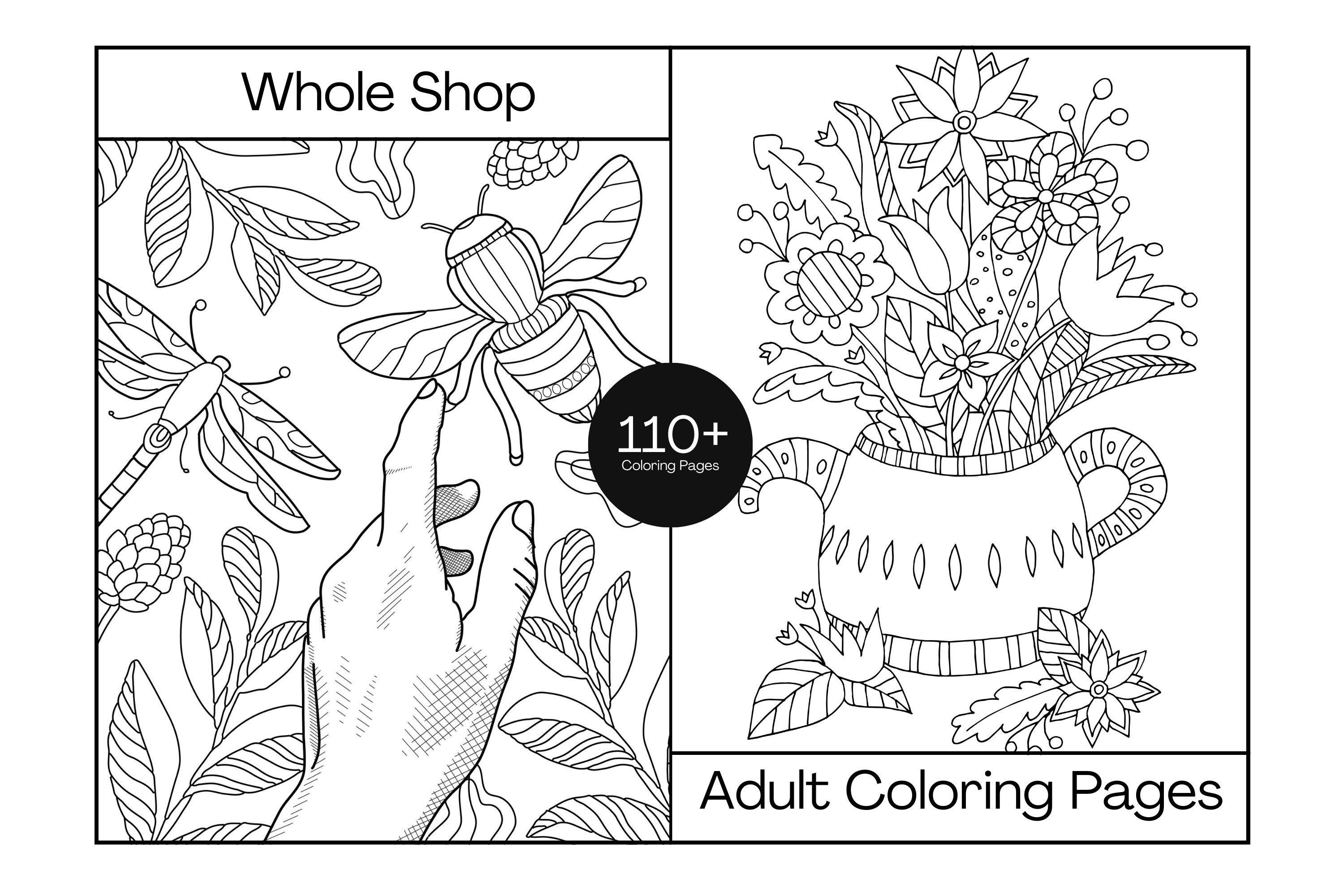 Adult coloring book whole shop creative market