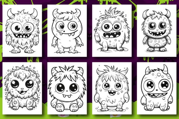 Cute adorable monster coloring pages graphic by ministed night