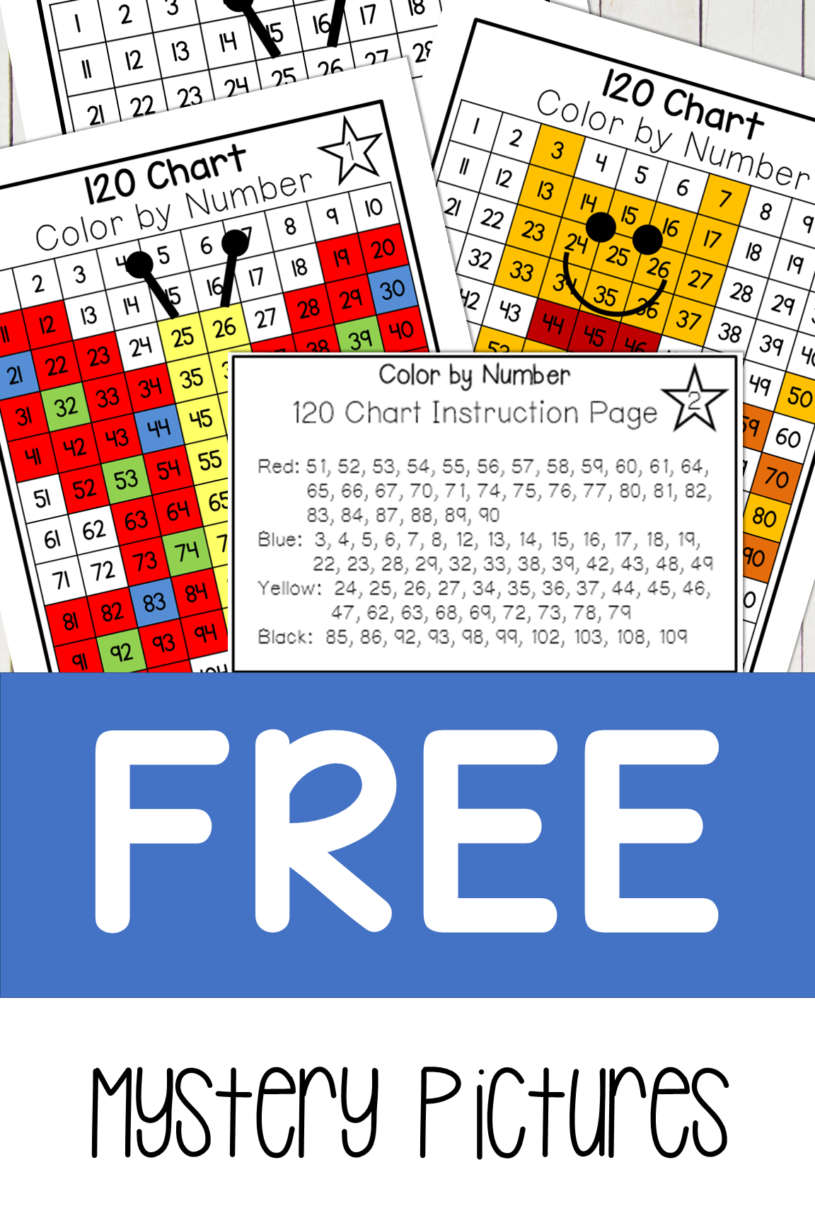Free chart mystery pictures color by number school fun mystery pictures chart