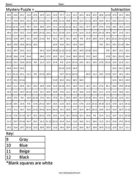 Mouse coloring page subtraction
