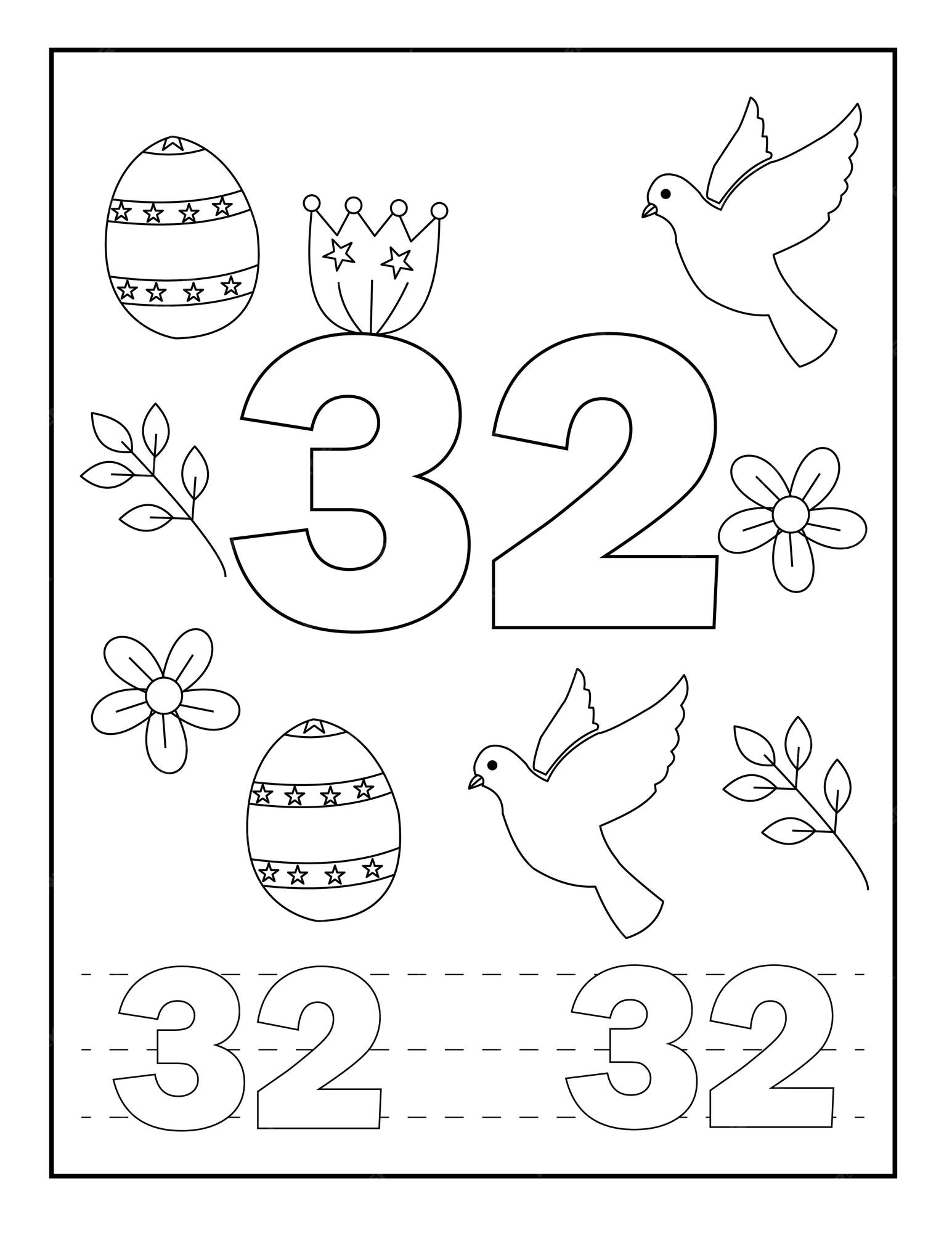 Premium vector number coloring pages for kidseaster designs flower birds and so on