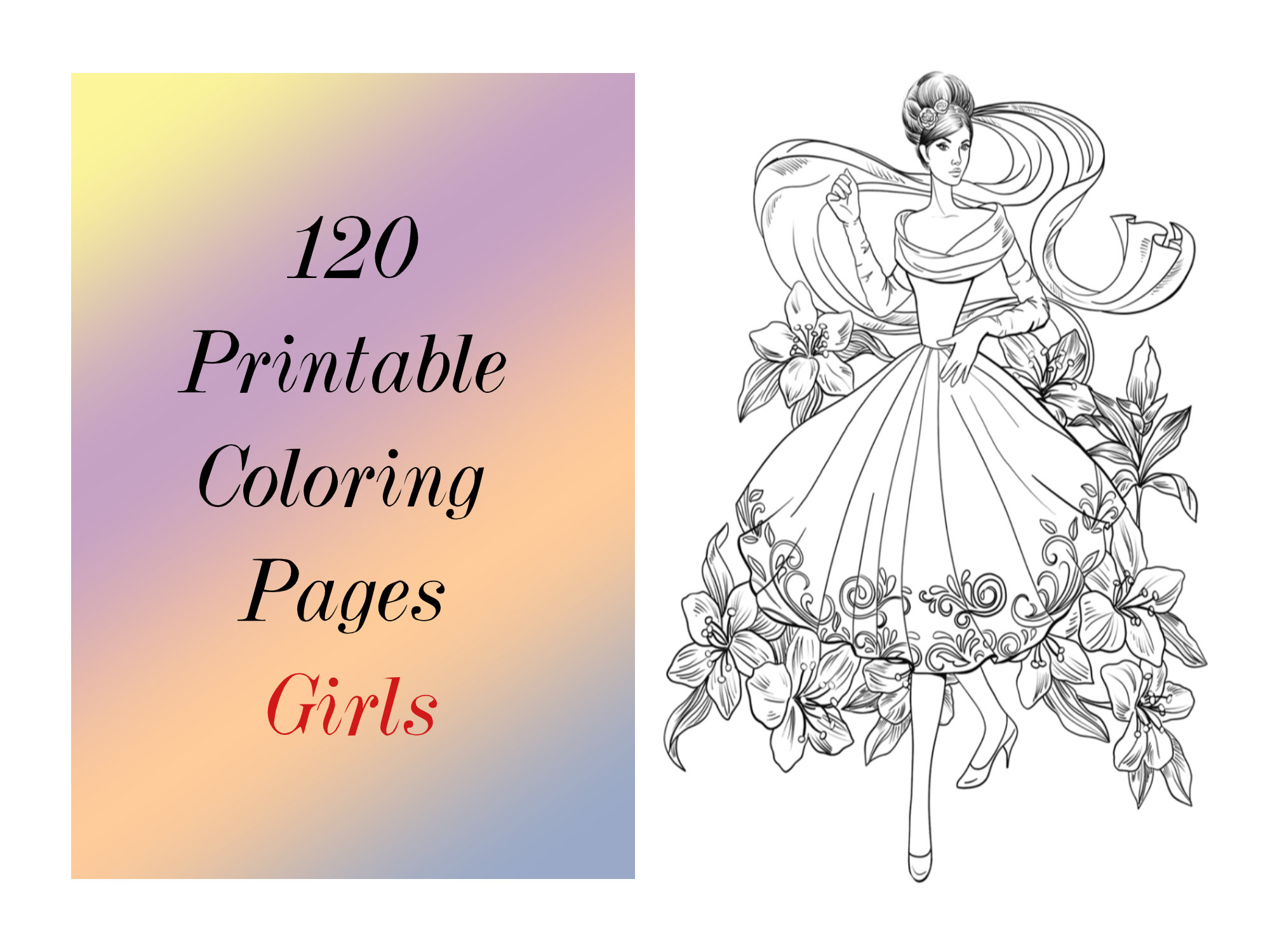 Coloring pages people pdf printable cute easy color pages to print colouring pages adults teens girls activity at home instant download