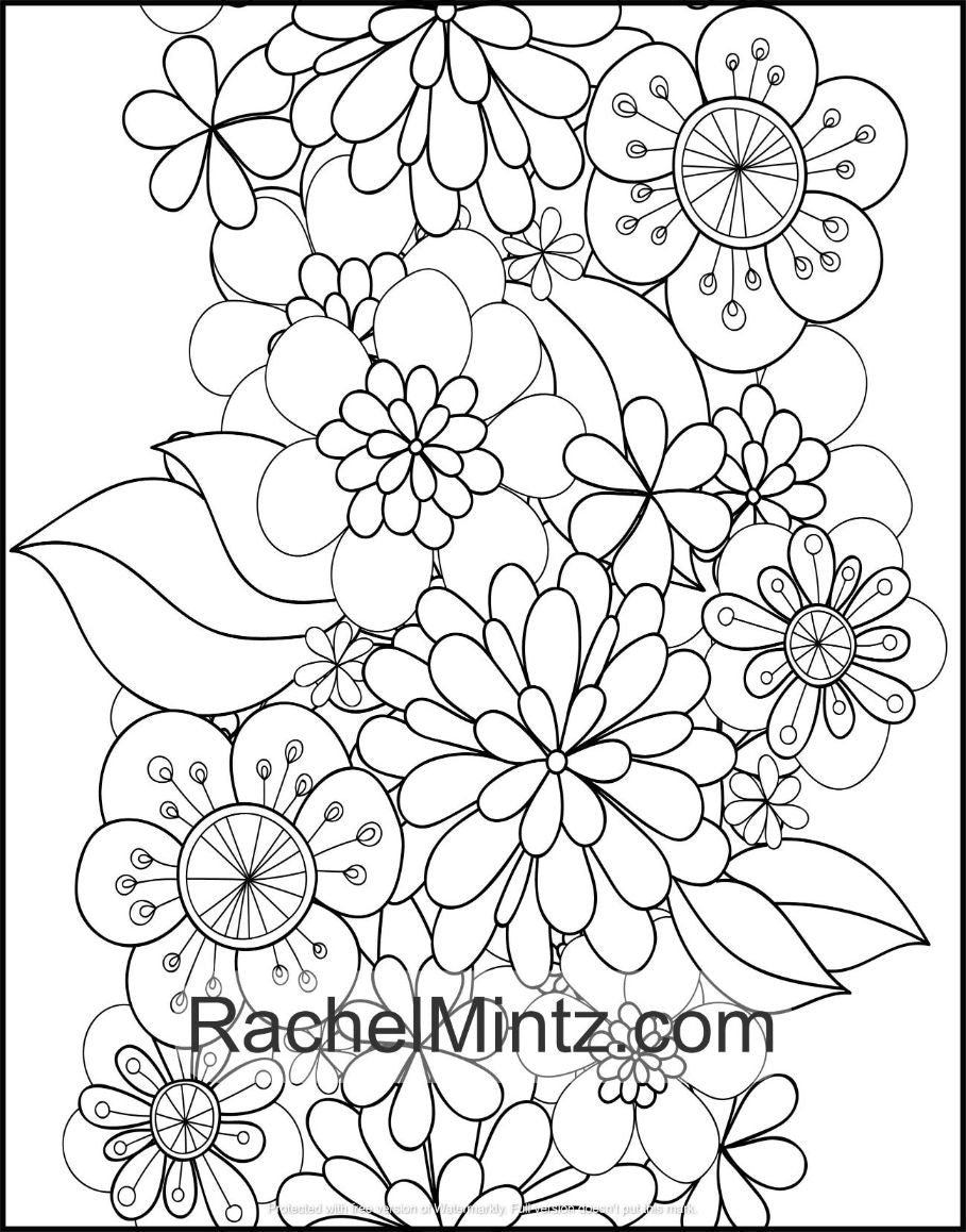 Flowers collection coloring book of floral bouquets blooming vas â rachel mintz coloring books