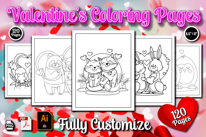 Give you valentine day coloring pages for kids amazon kdp by tasnimbhuyan