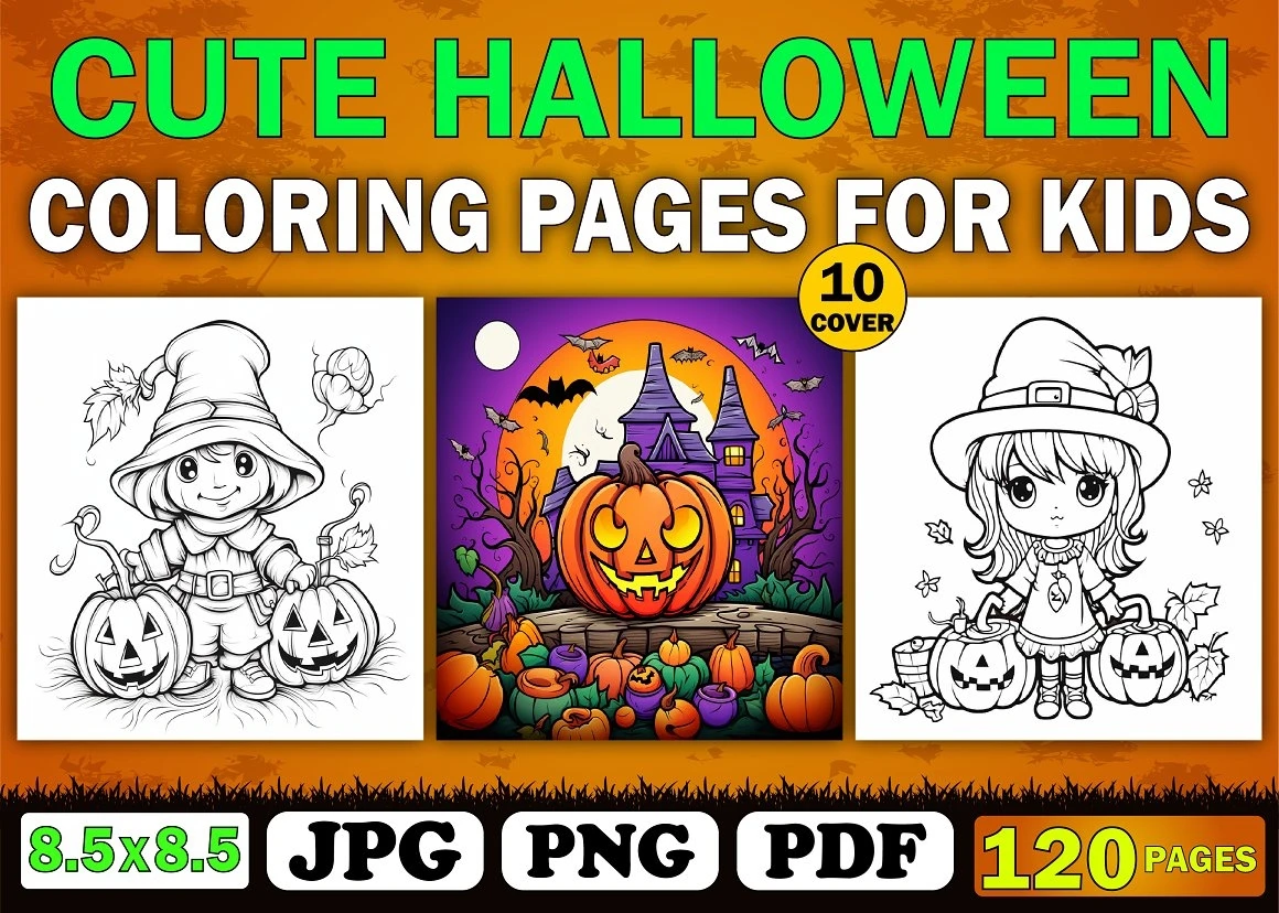 Cute halloween coloring book for kid designful market