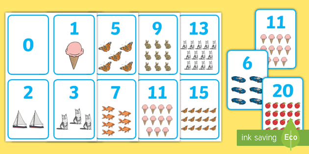 Pictures for unting numbers flashcards