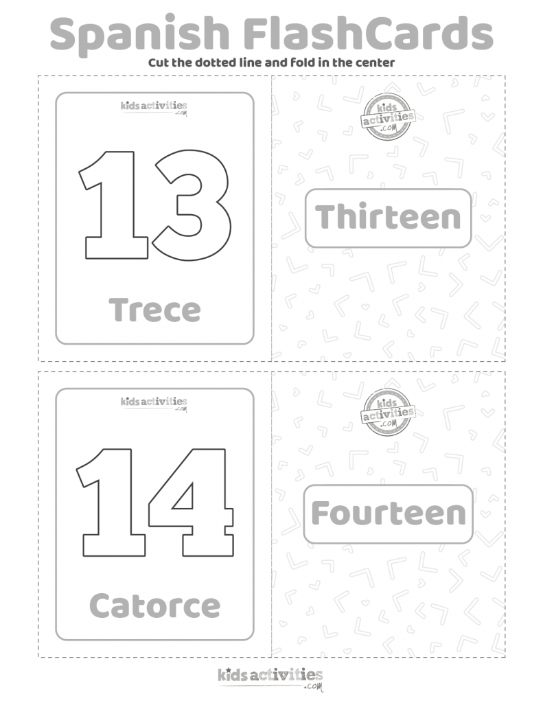 Educational spanish flash cards numbers