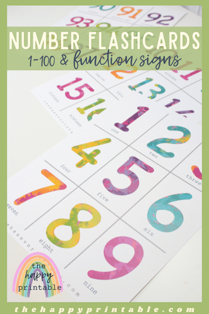 Free printable number flashcards