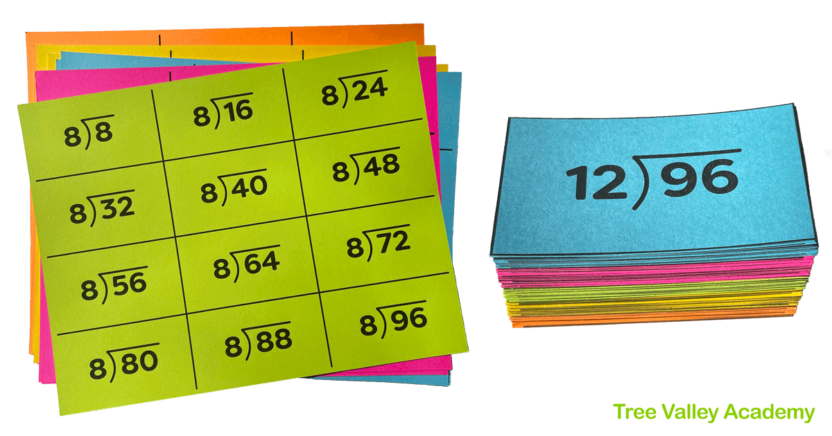 Free printable division flash cards
