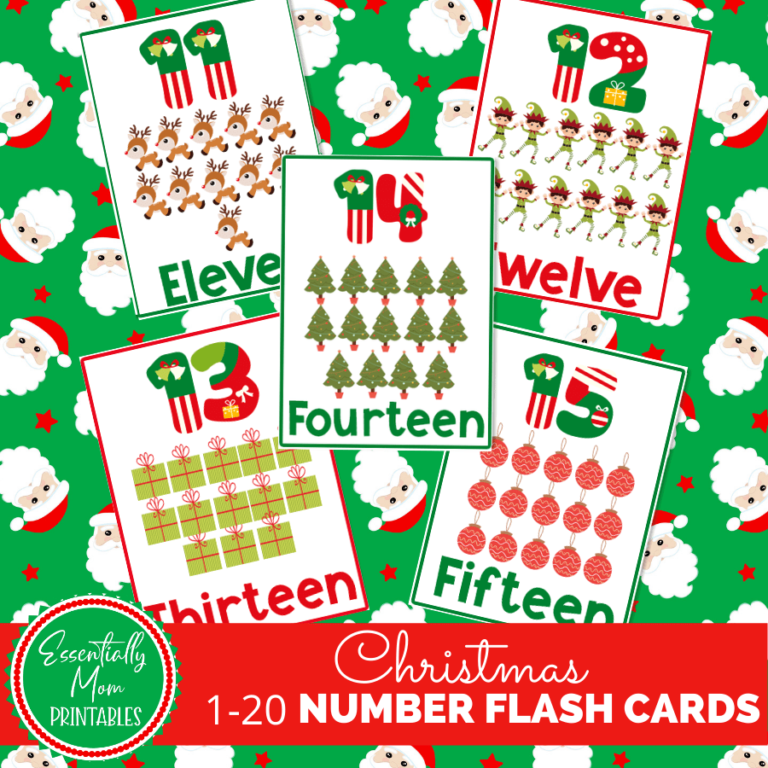 Free christmas number flashcards printable number flash cards