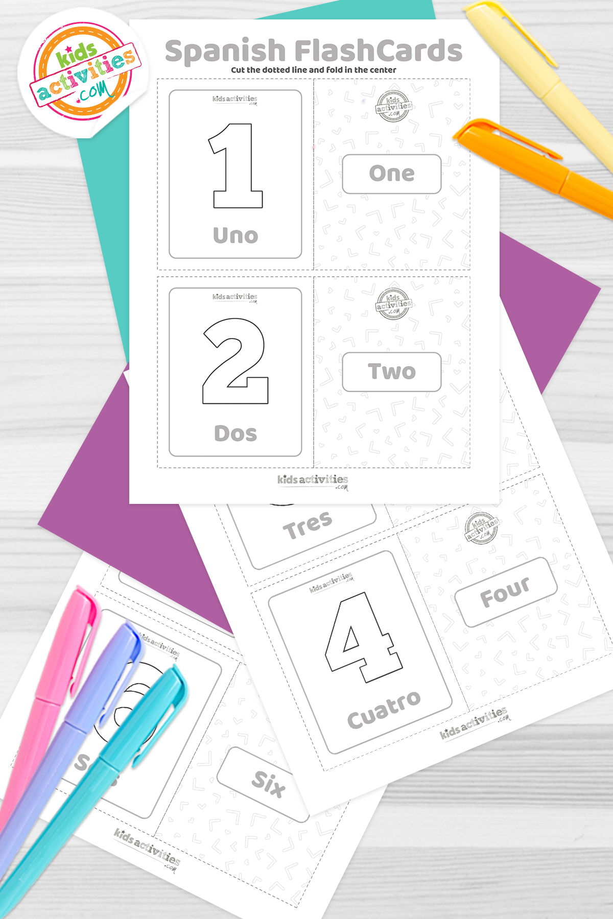 Educational spanish flash cards numbers