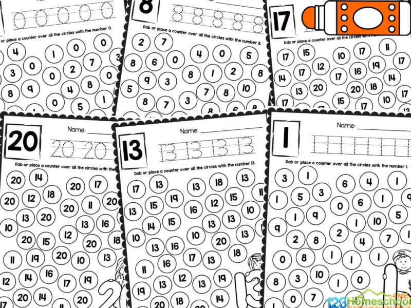 Free printable number recognition worksheets
