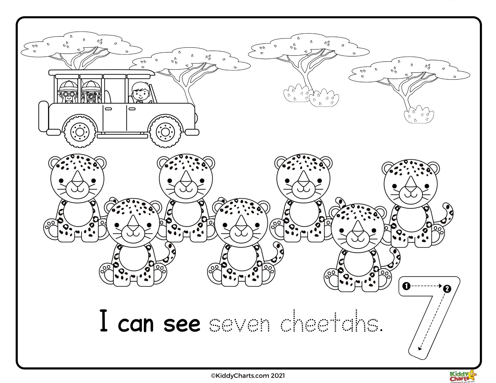 Animal coloring pages animal safari counting coloring pages sheets
