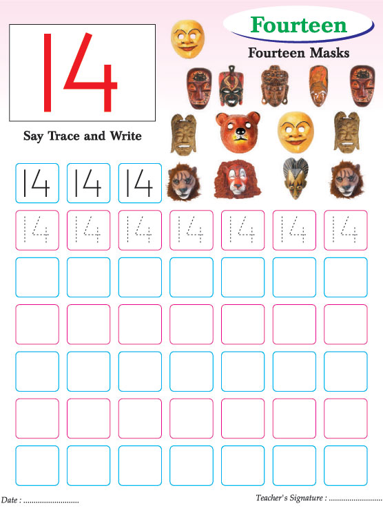 Numbers writing practice worksheet