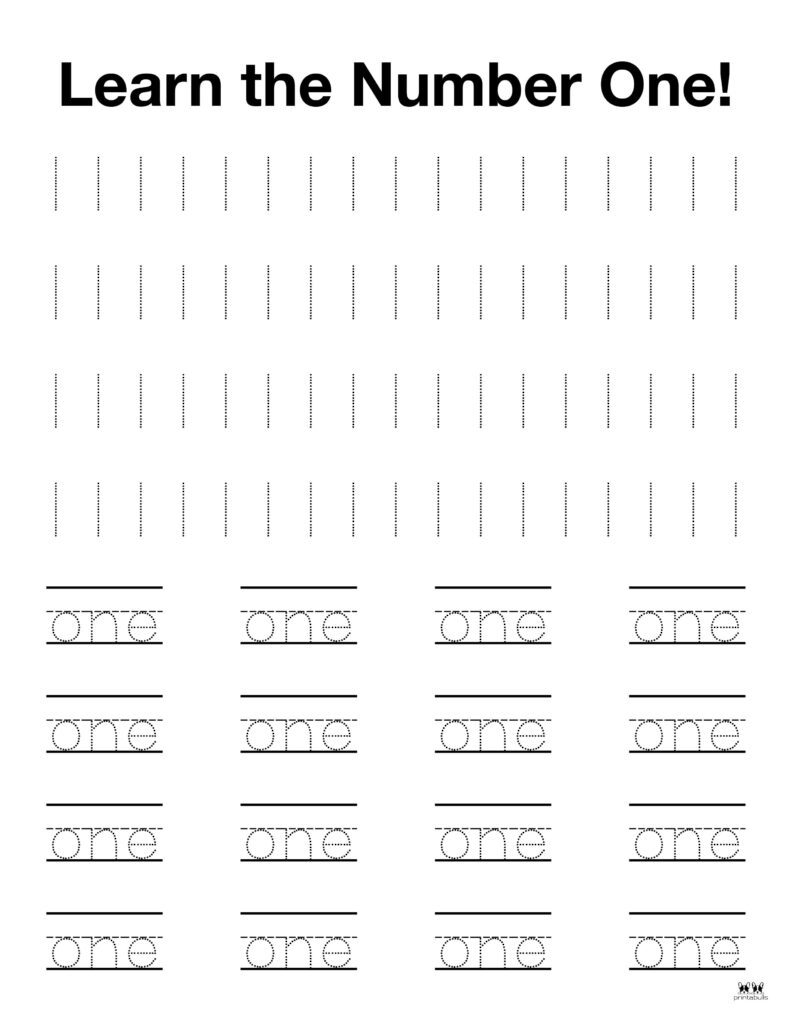 Number tracing worksheets