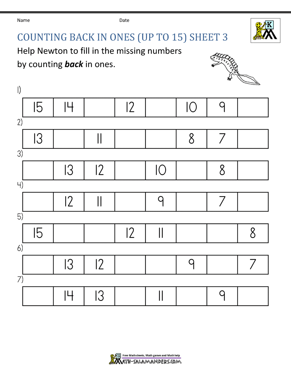 Kindergarten counting worksheet