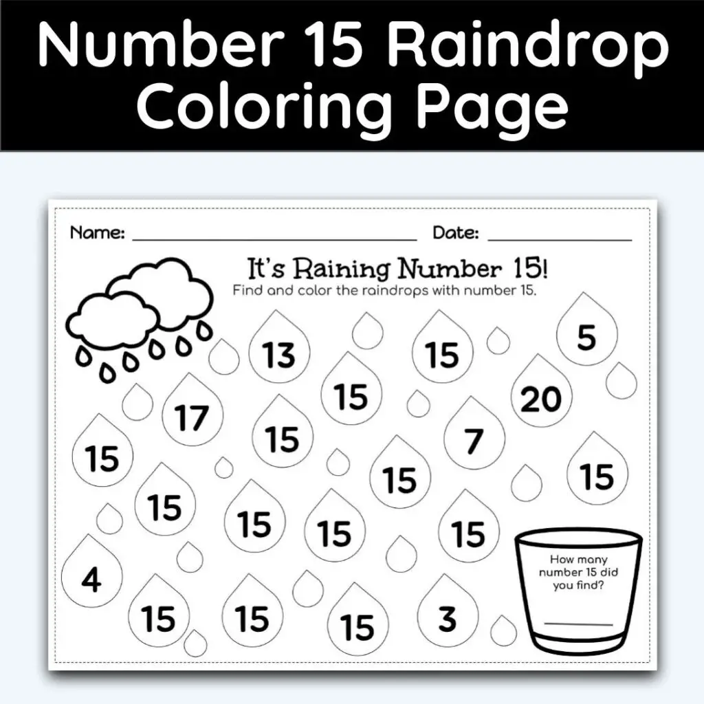 Number raindrop coloring page